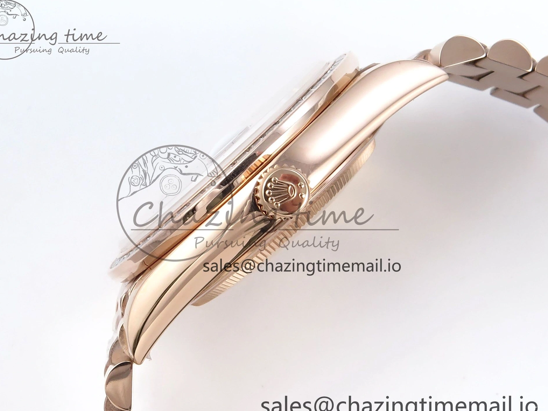 MiroTime 0310 Trendsetting DayDate 40 RG QF 1:1 Best Edition Green Roman Dial Diamonds Bezel on President Bracelet A2836 V5 (Gain Weight) 468